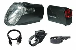 Trelock LED-Akku-Leuchten Set I-go Eco LS 360/ 720 Schwarz Mit Halter 25 Lux STVZO