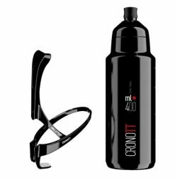 Trinkflasche Und Halter Elite Crono TT Schwarz, Carbonhalter, Aerobottle 400 Ml