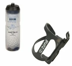 1x Zefal Trinfklaschenhalter WIIZ Schwarz Inkl. 1x Zefal Trinkflasche Arctica Silver-black 750ml