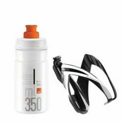 Elite Flasche + Flaschenhalter KIT CEO Halter Glänzend Schwarz Falsche Weiß Orange Grafik Durchmesse