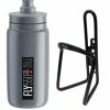 Elite Trinkflasche Grau/schwarz + M-Wave Flaschenhalter Schwarz