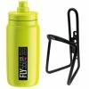 Elite Trinkflasche Gelb Fluo + M-Wave Flaschenhalter Schwarz
