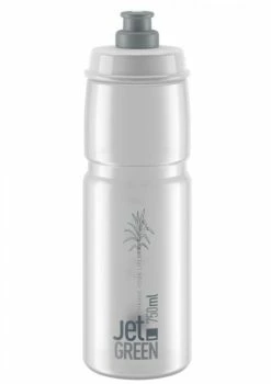 ELITE, Trinkflasche, JET GREEN Transpartent, Graues Logo, 750ml (Biokunststoff)